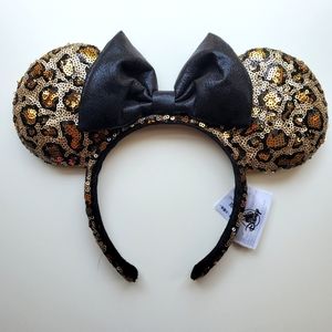Official Disney Parks Black and Gold Leapord Print Minnie Ears